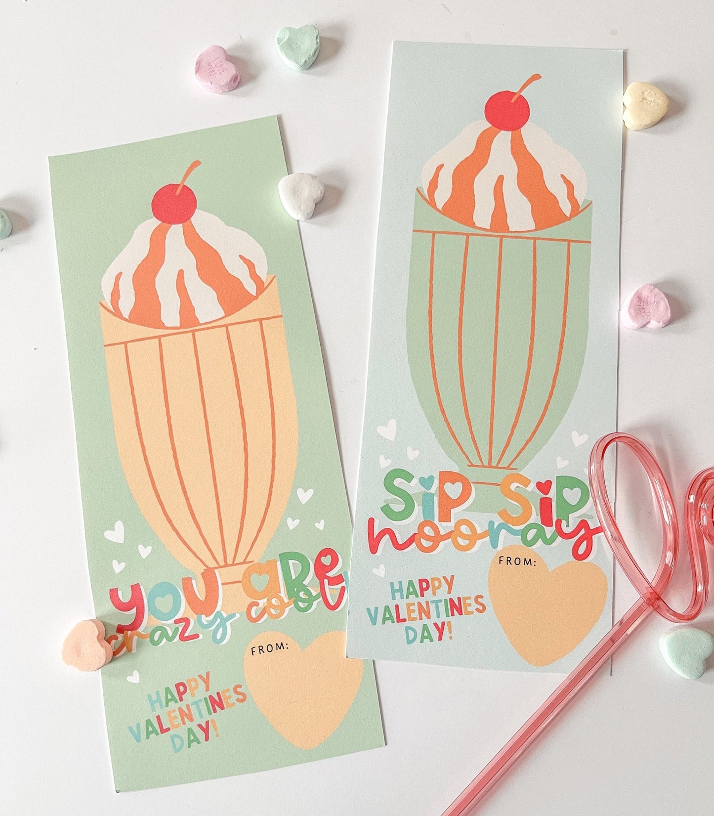 Crazy Straw Valentines Day Tag Printables - High Peaks Studios