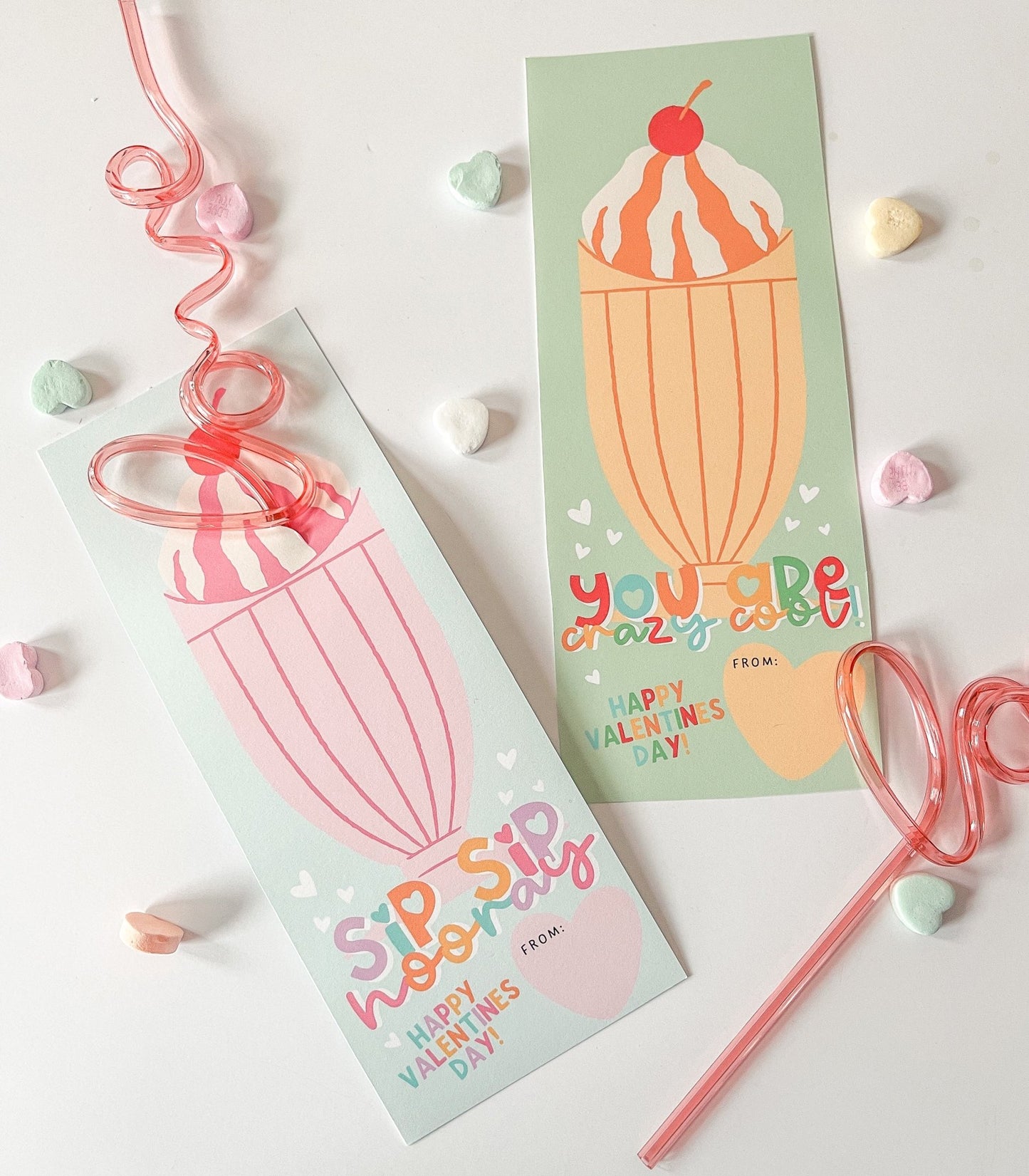 Crazy Straw Valentines Day Tag Printables - High Peaks Studios