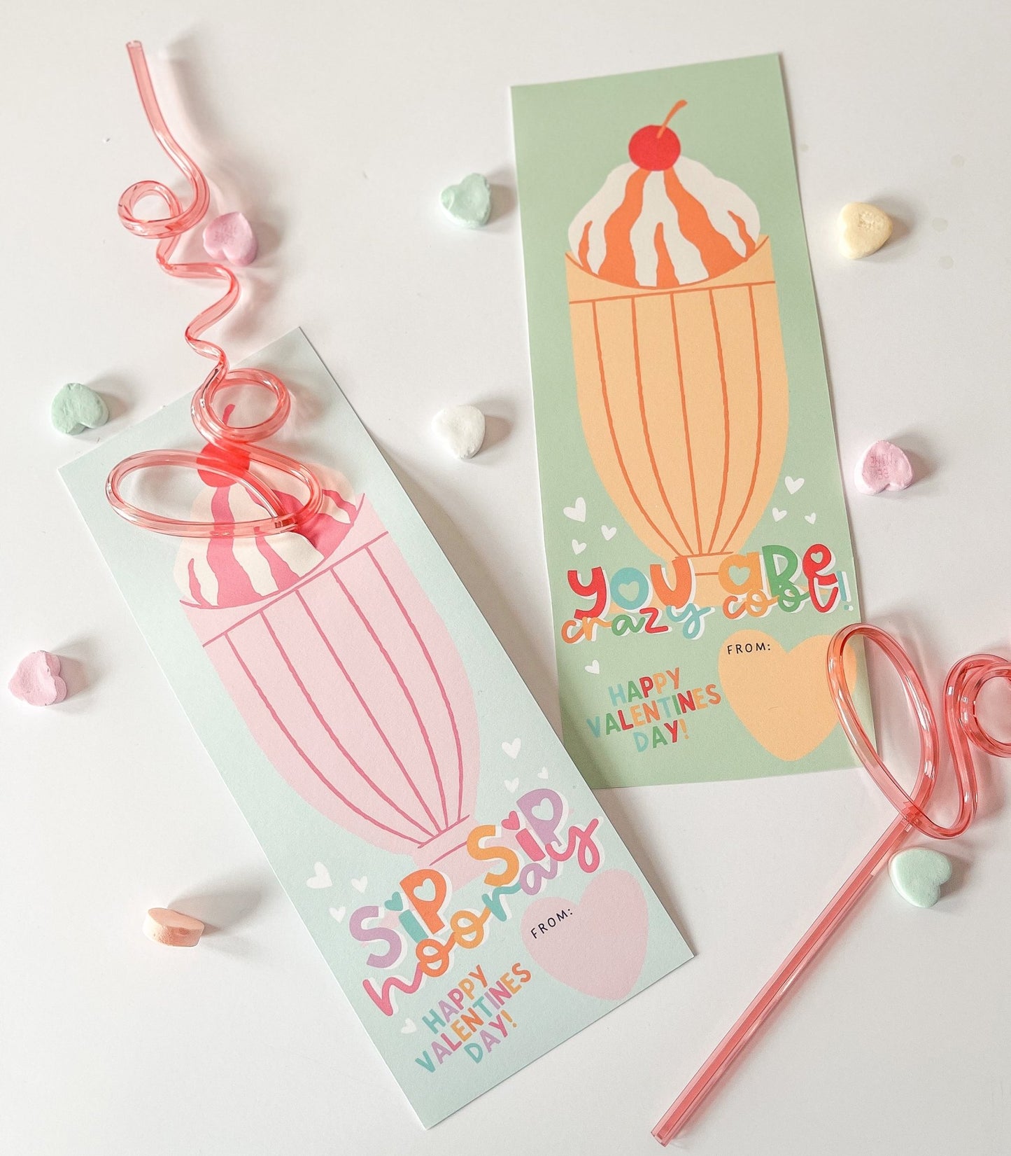Crazy Straw Valentines Day Tag Printables - High Peaks Studios