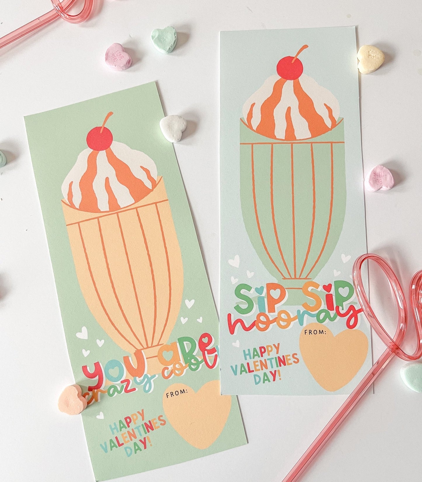 Crazy Straw Valentines Day Tag Printables - High Peaks Studios