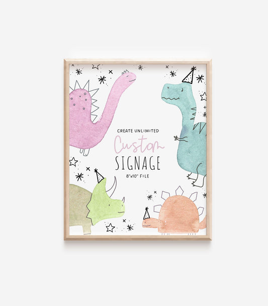 Cute Dinosaur 8x10 Custom Sign Printable - High Peaks Studios