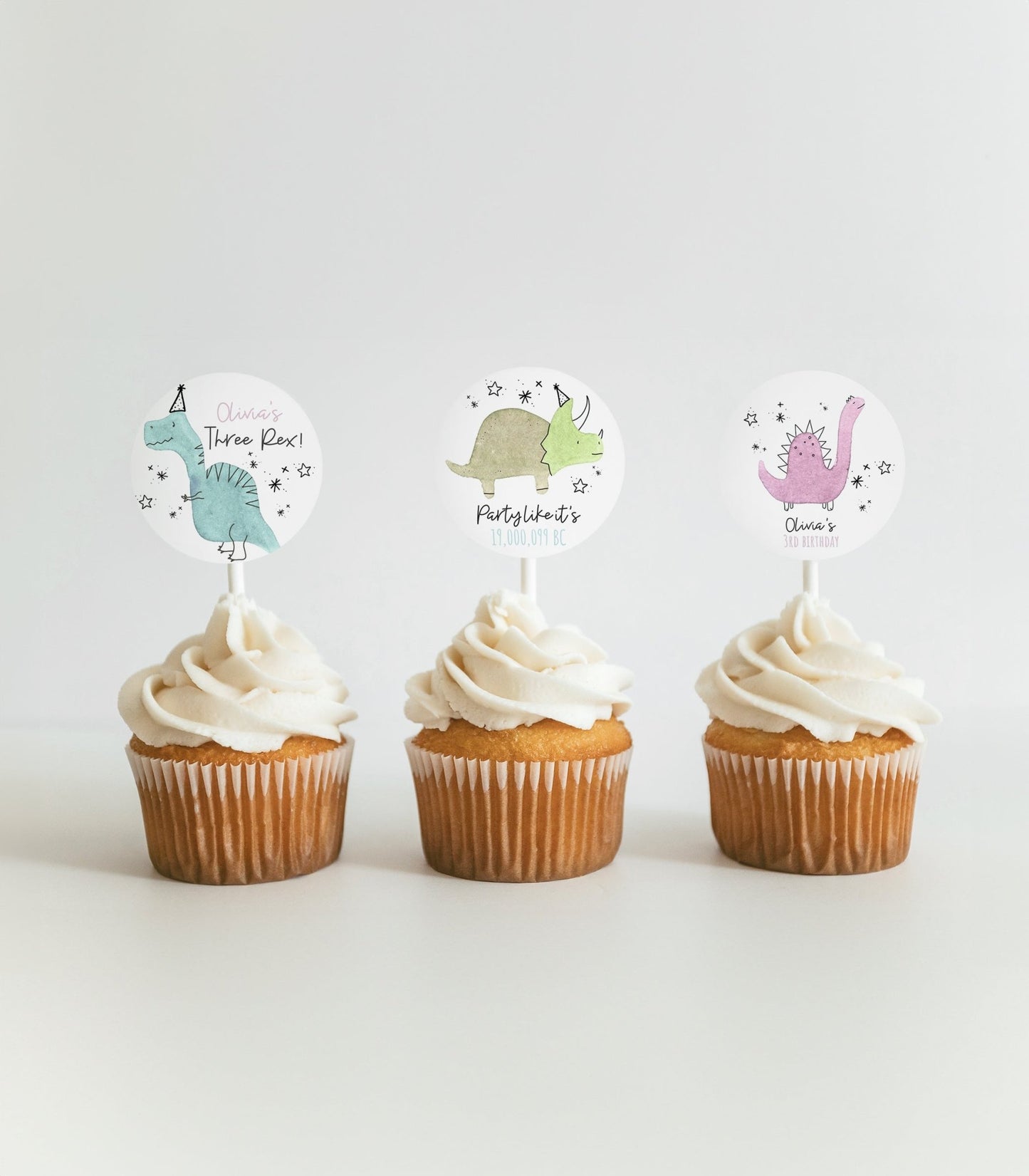 Cute Dinosaur Cupcake Topper Printables - High Peaks Studios