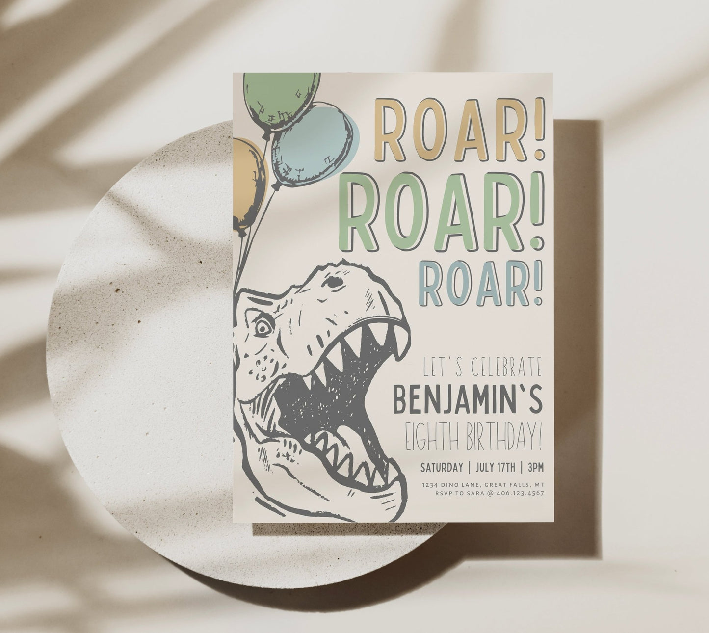 Dinosaur Birthday Party Invitation Printable Template - ANY AGE! - High Peaks Studios