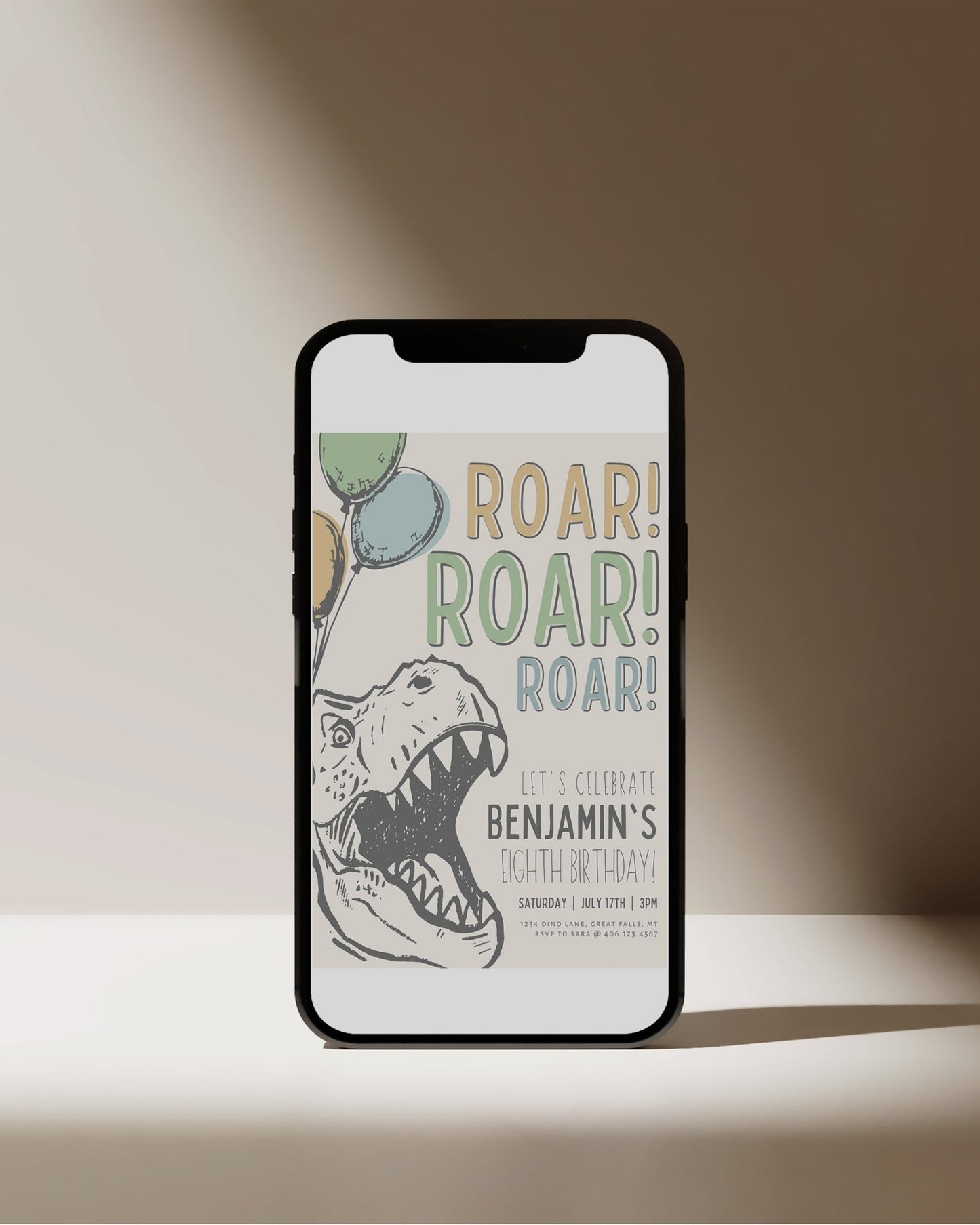 Dinosaur Birthday Party Invitation Printable Template - ANY AGE! - High Peaks Studios