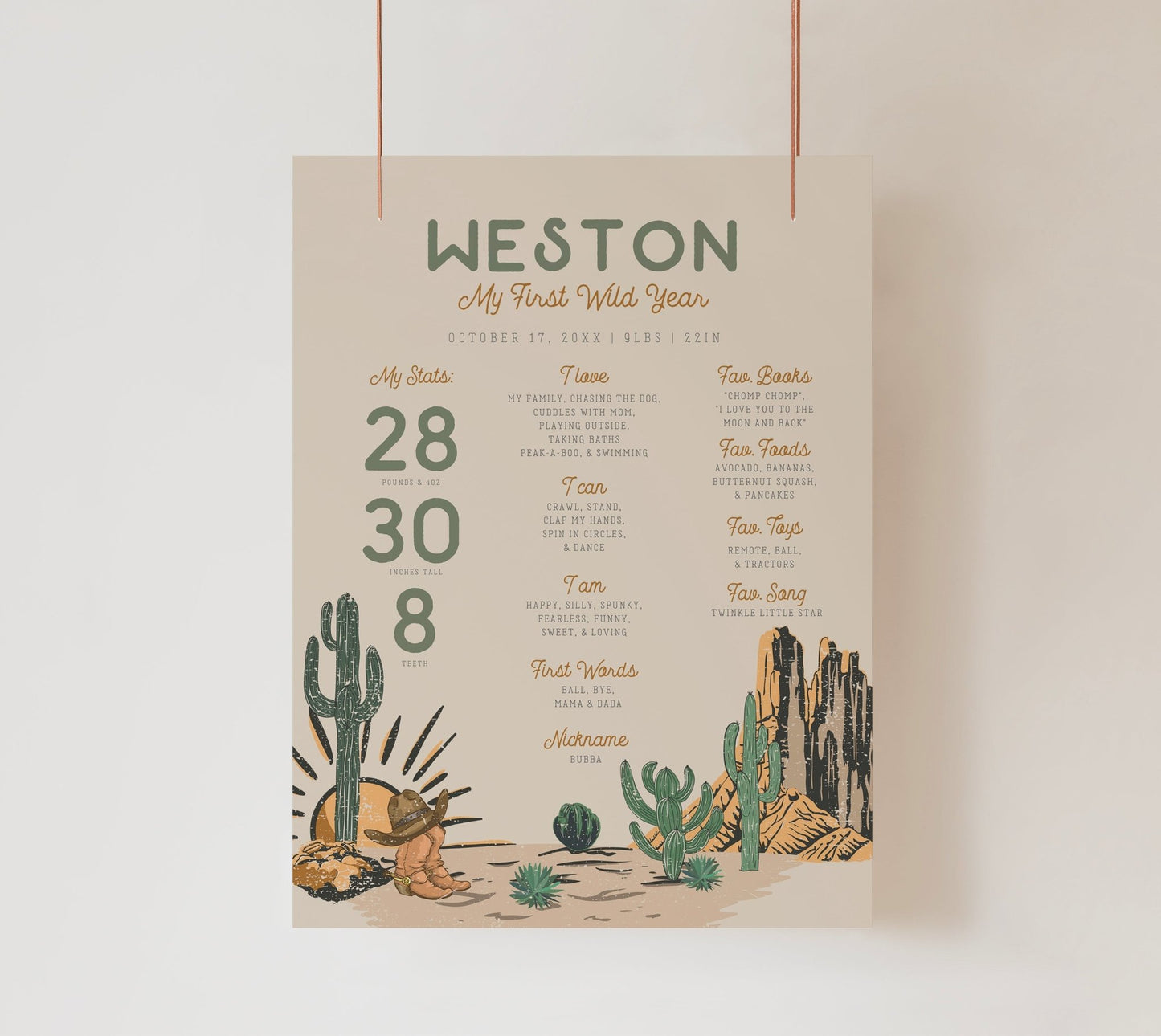 First Birthday Milestone Poster - How The West Was ONE - High Peaks Studios
