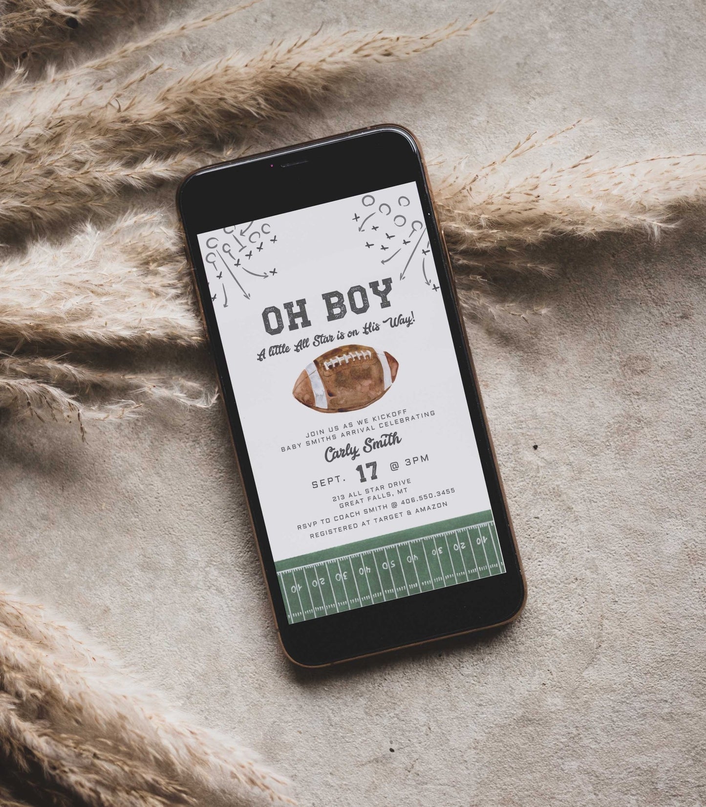 Football Baby Shower Electronic Invite - High Peaks Studios