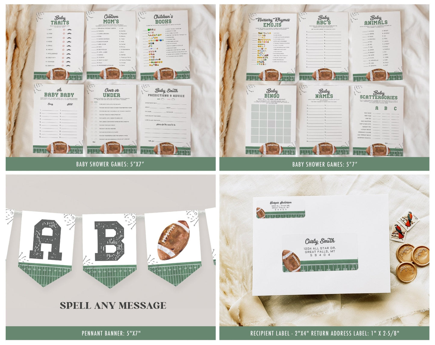 Football Baby Shower Invitation Bundle - High Peaks Studios