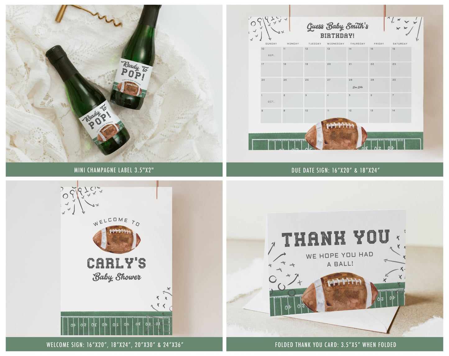 Football Baby Shower Invitation Bundle - High Peaks Studios