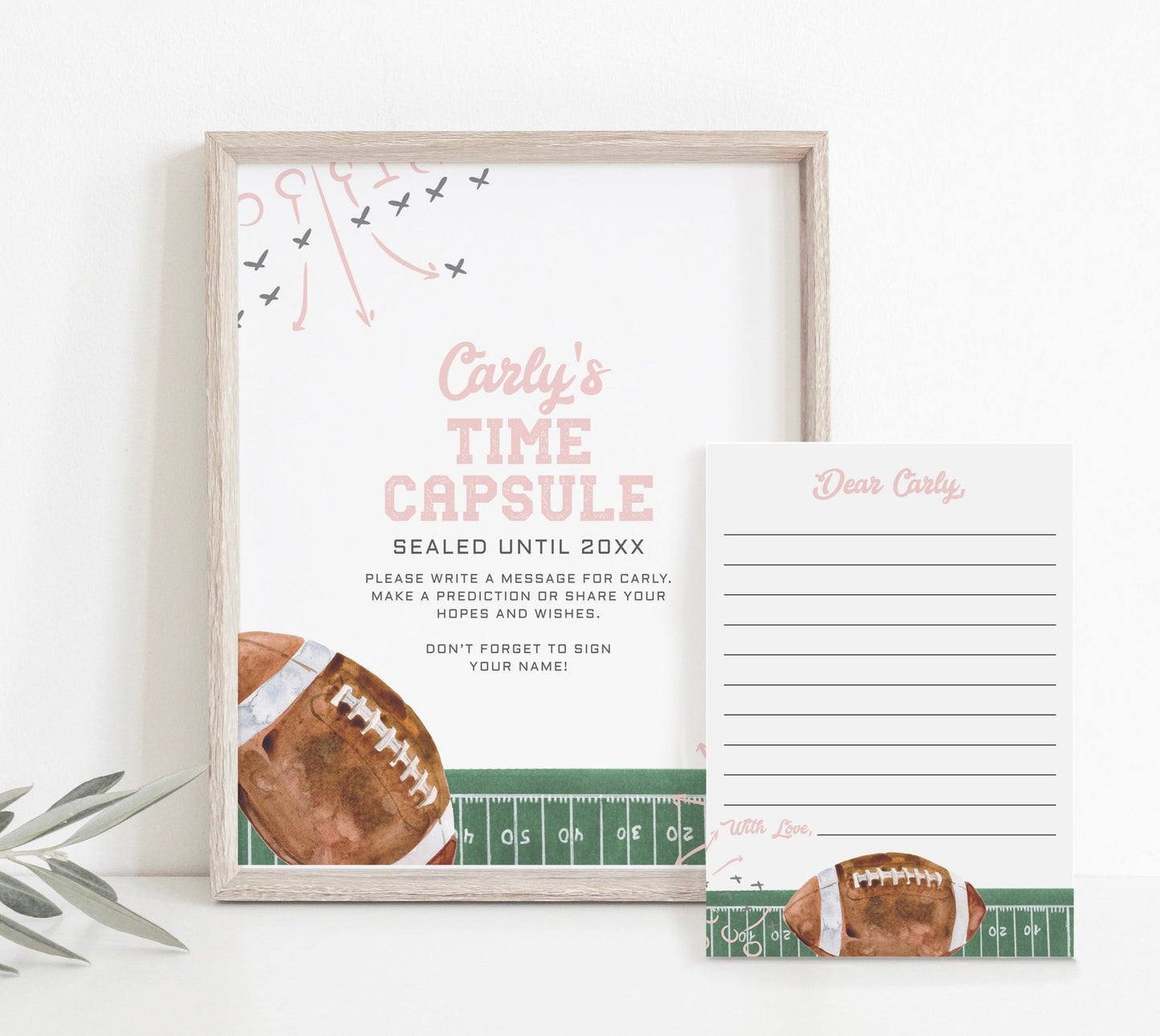 Football Birthday Time Capsule Sign Printable - Pink - High Peaks Studios