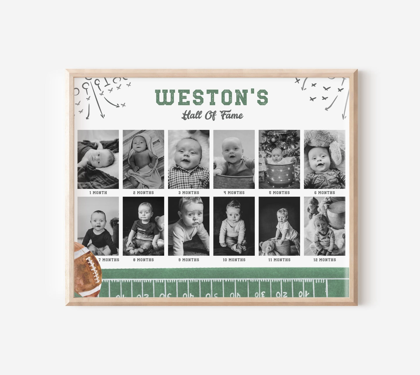 Football First Birthday Photo Board Sign Printable Template - High Peaks Studios