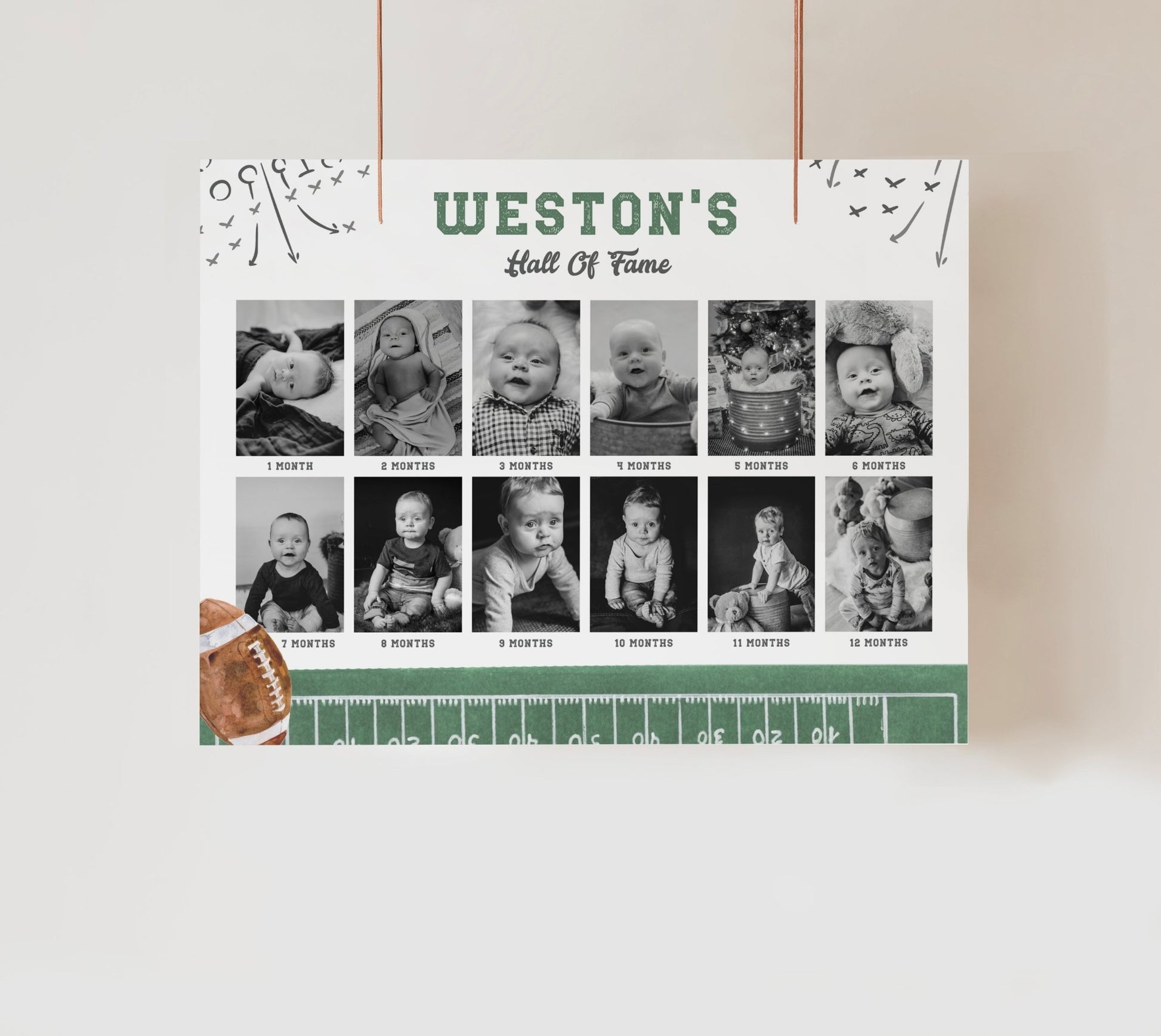 Football First Birthday Photo Board Sign Printable Template - High Peaks Studios