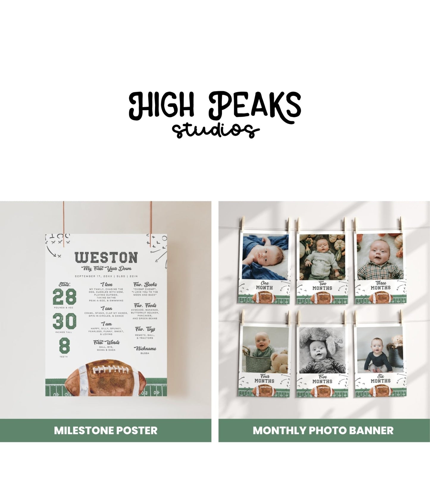 Football First Year Down Birthday Ticket Bundle - High Peaks Studios