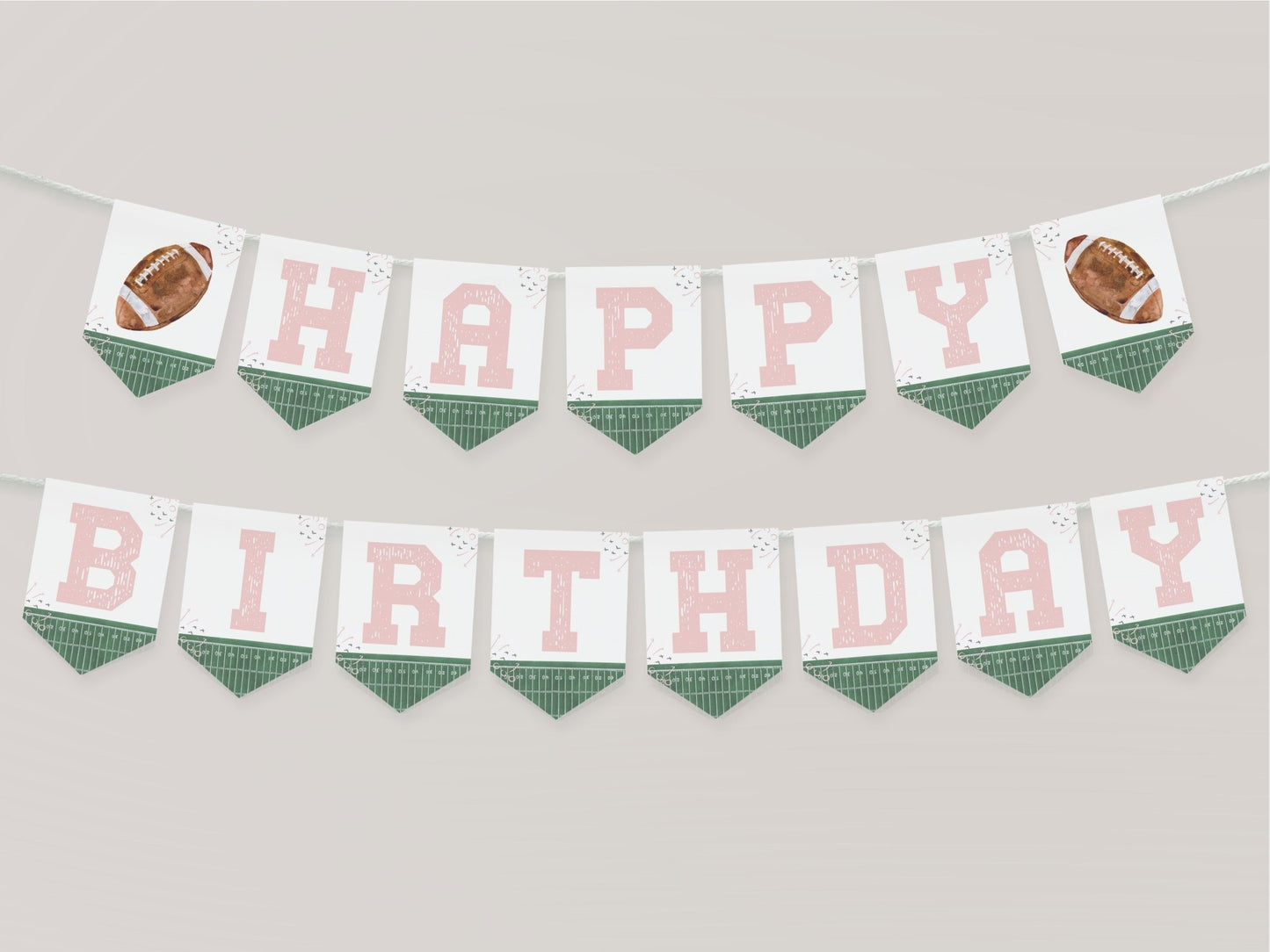 Football Happy Birthday Pennant Banner - Girl - High Peaks Studios