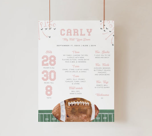 Football Milestone Poster Board - Girl - High Peaks Studios