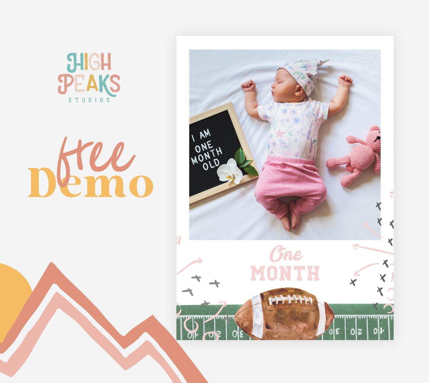 Football Monthly Milestone Photo Banner - Girl - High Peaks Studios