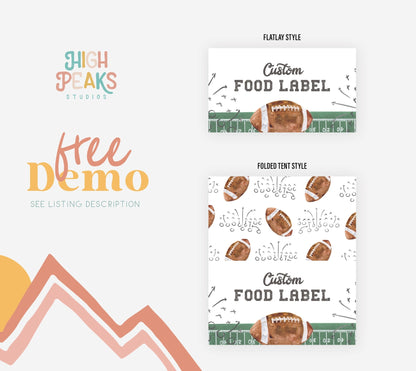 Football Party Printable Food Tent Labels - High Peaks Studios
