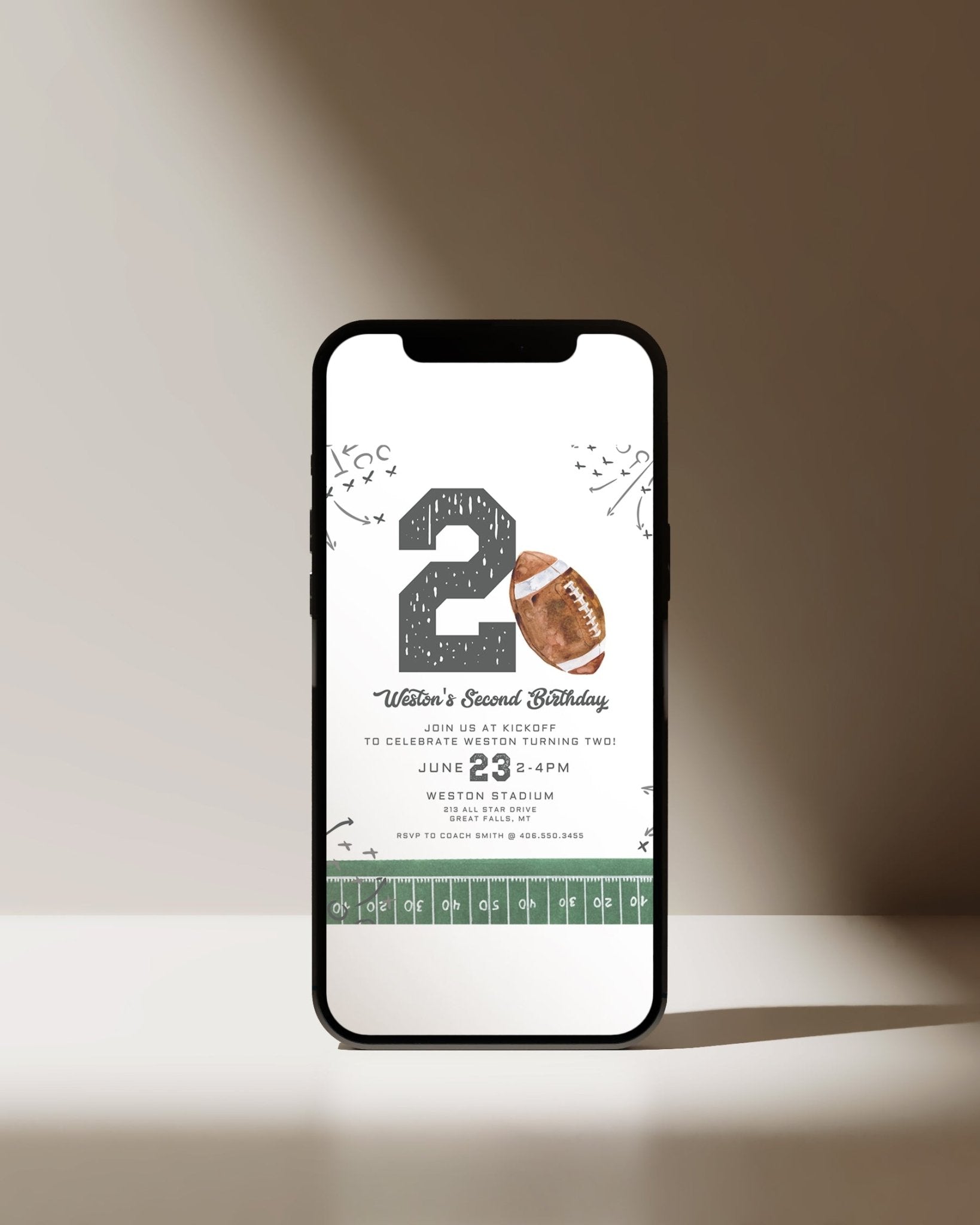 Football Second Birthday Invitation Printable - High Peaks Studios