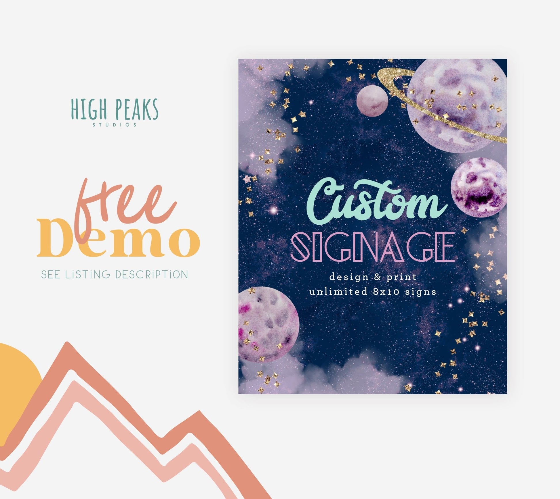 Galaxy 8x10 Custom Signage - Create Unlimited Party Signs - High Peaks Studios