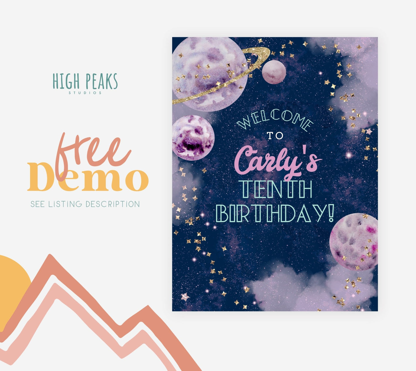 Galaxy Birthday Welcome Sign - Great for Any Age! - High Peaks Studios