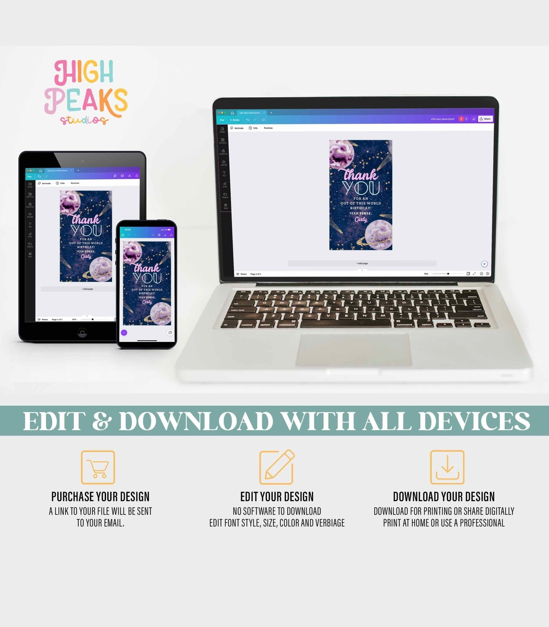 Galaxy Space Favor Tag Printable - High Peaks Studios