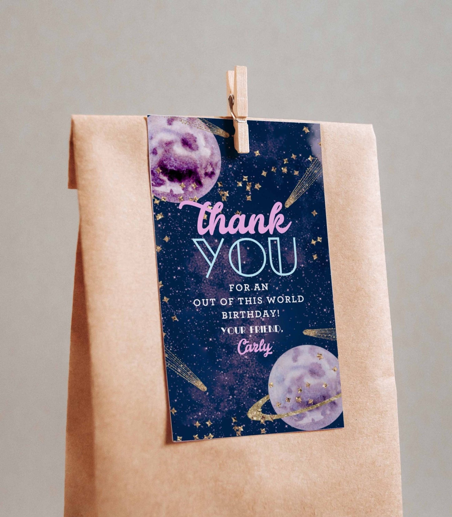 Galaxy Space Favor Tag Printable - High Peaks Studios