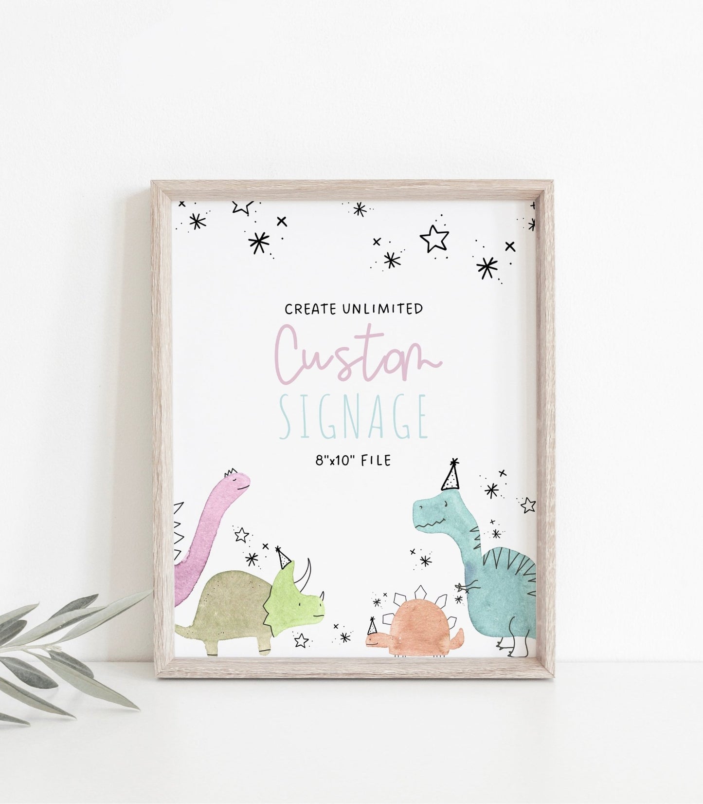 Girly Dinosaur 8x10 Custom Sign Printable - High Peaks Studios