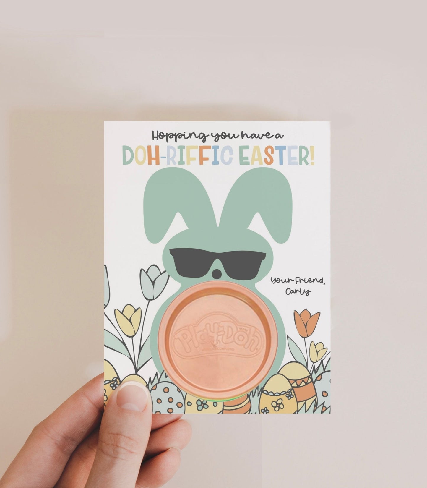 Green Easter Peep Play Doh Valentine Printable - High Peaks Studios