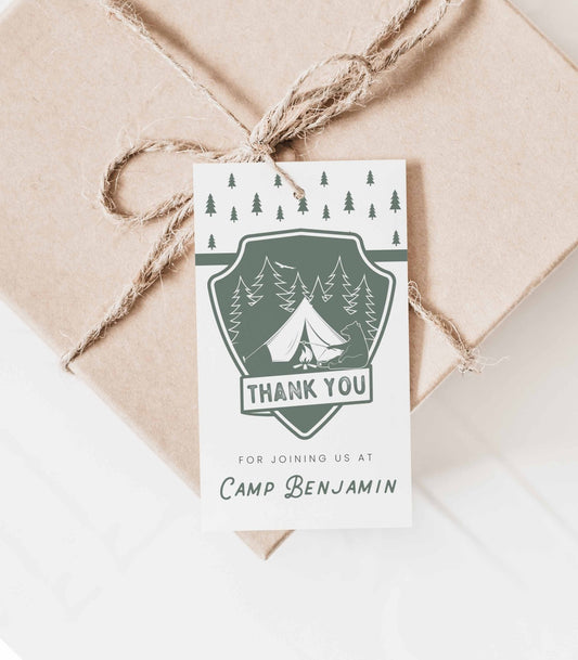 Happy Camper Favor Tag Template - High Peaks Studios