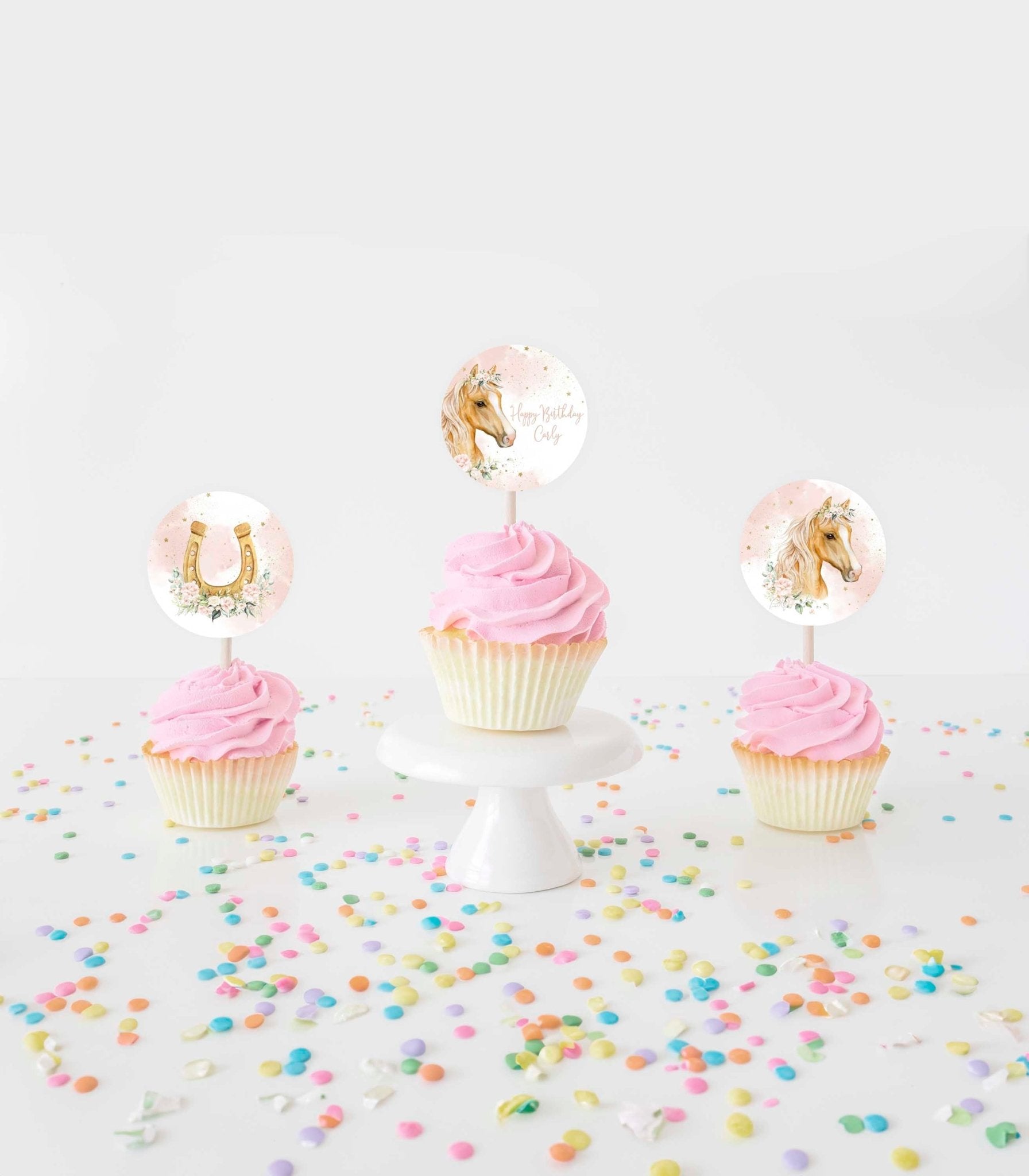 Horse Birthday Cupcake Toppers Template - High Peaks Studios