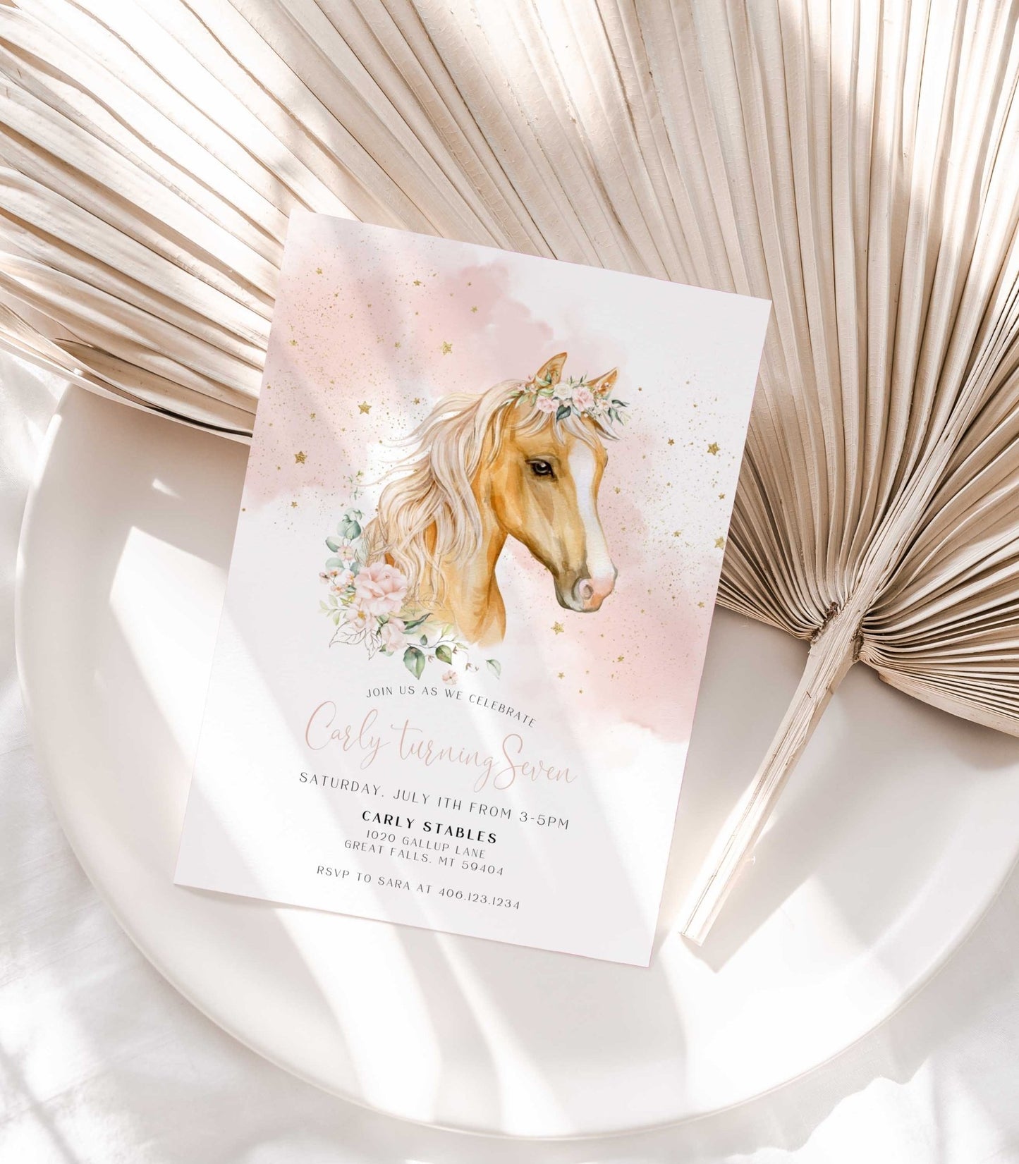 Horse Birthday Invitation Printable Template - High Peaks Studios