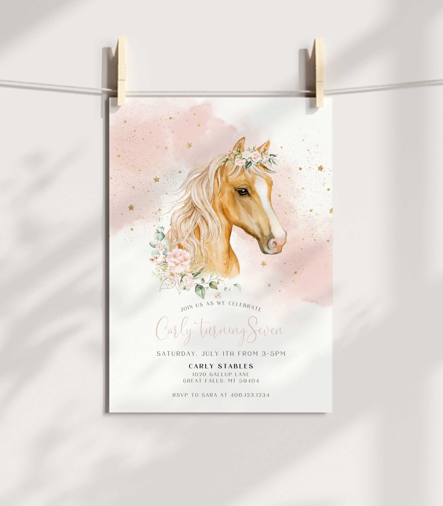 Horse Birthday Invitation Printable Template - High Peaks Studios