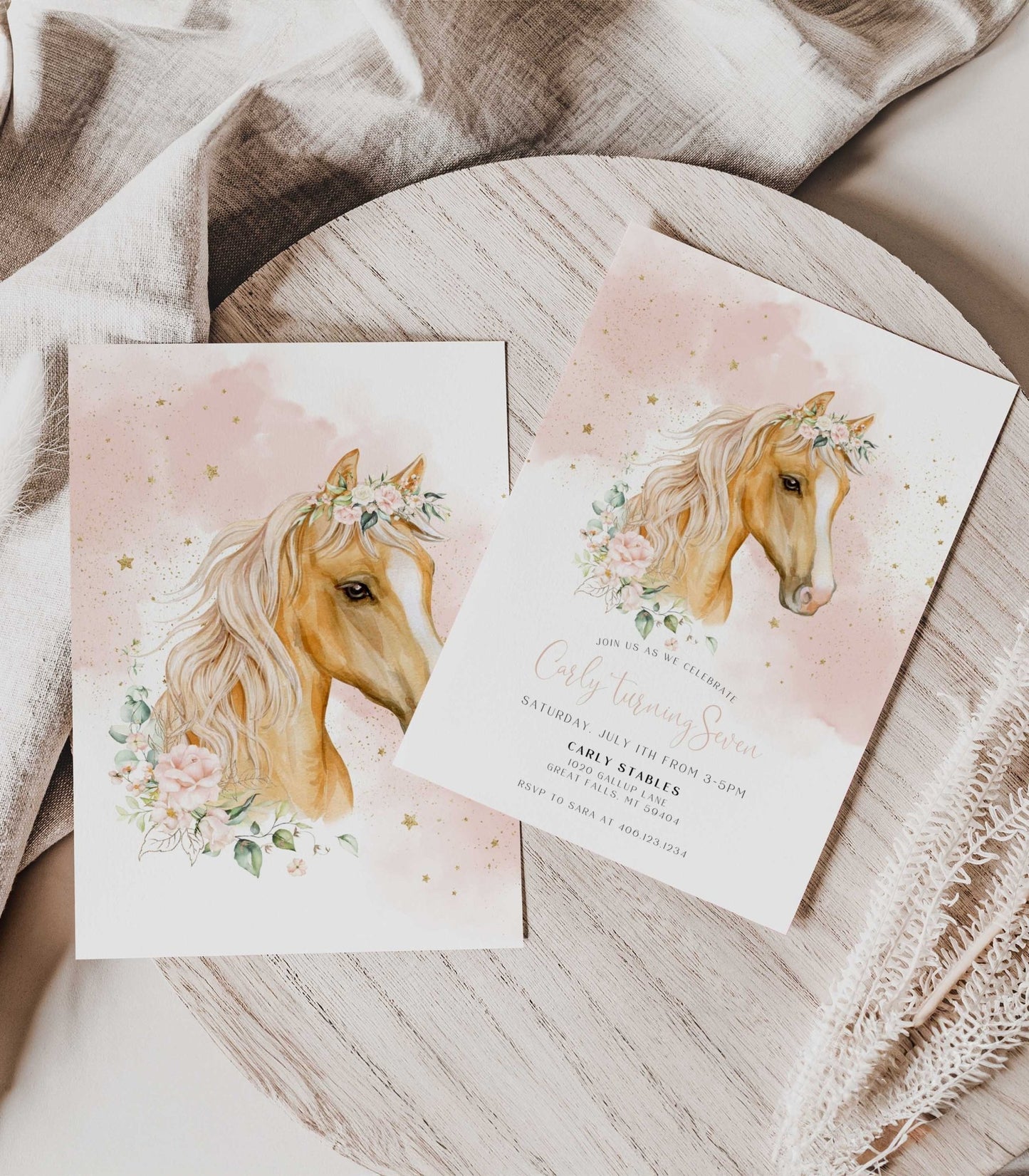 Horse Birthday Invitation Printable Template - High Peaks Studios
