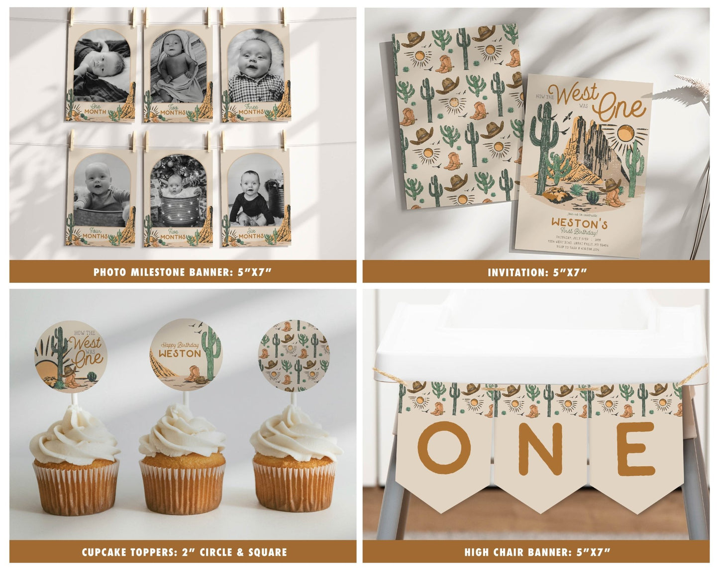 How The West Was ONE Birthday Invitation Bundle Printables - High Peaks Studios