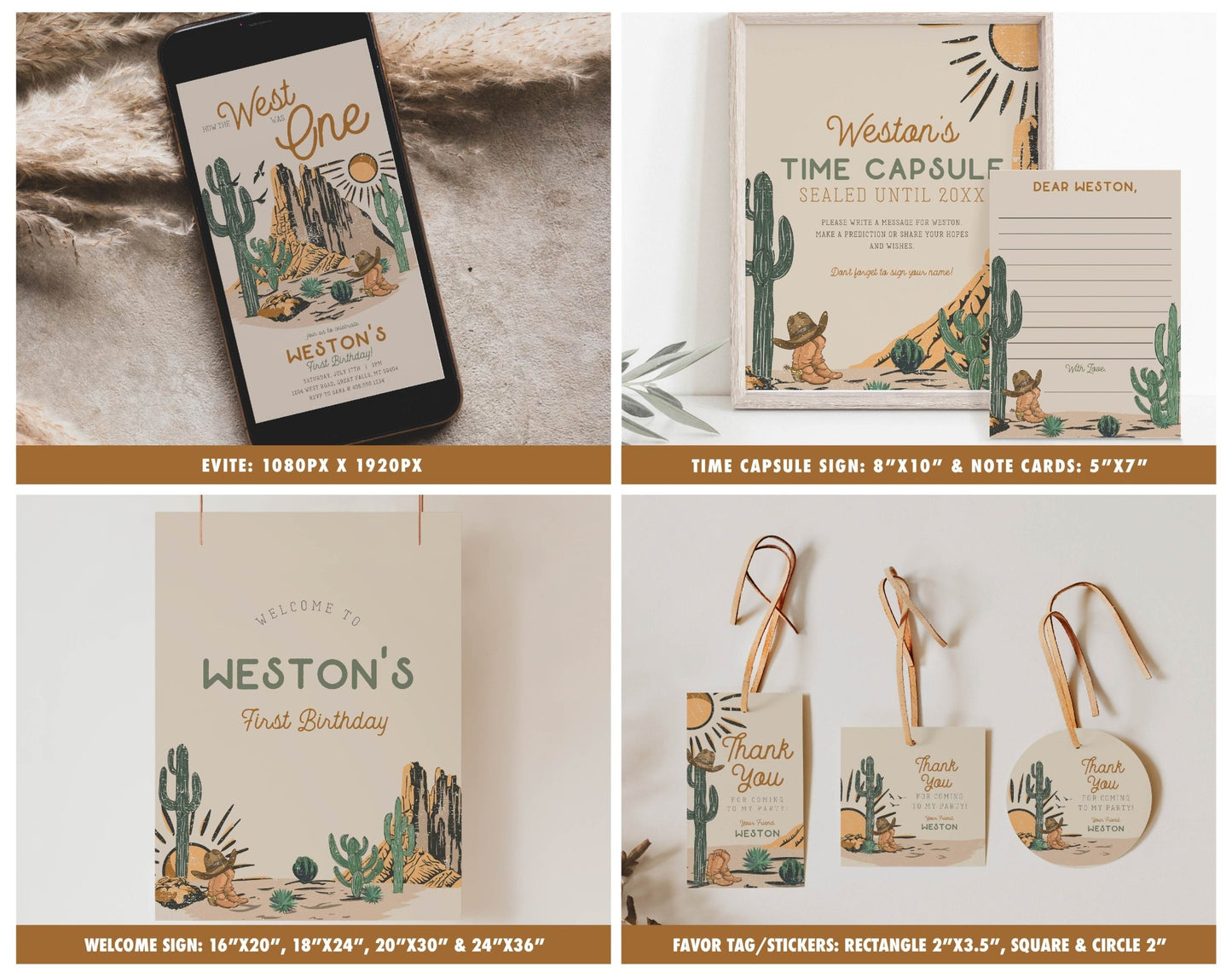 How The West Was ONE Birthday Invitation Bundle Printables - High Peaks Studios