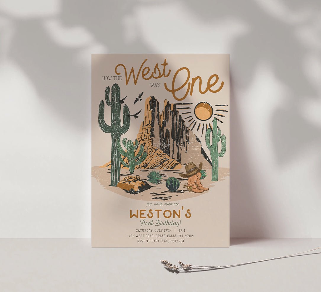 How The West Was ONE Birthday Invitation Printable - High Peaks Studios