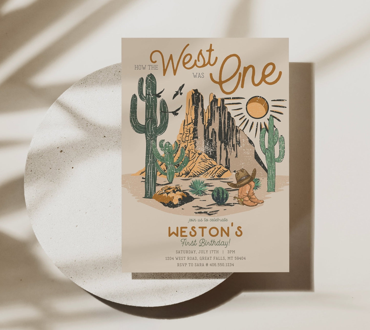 How The West Was ONE Birthday Invitation Printable - High Peaks Studios
