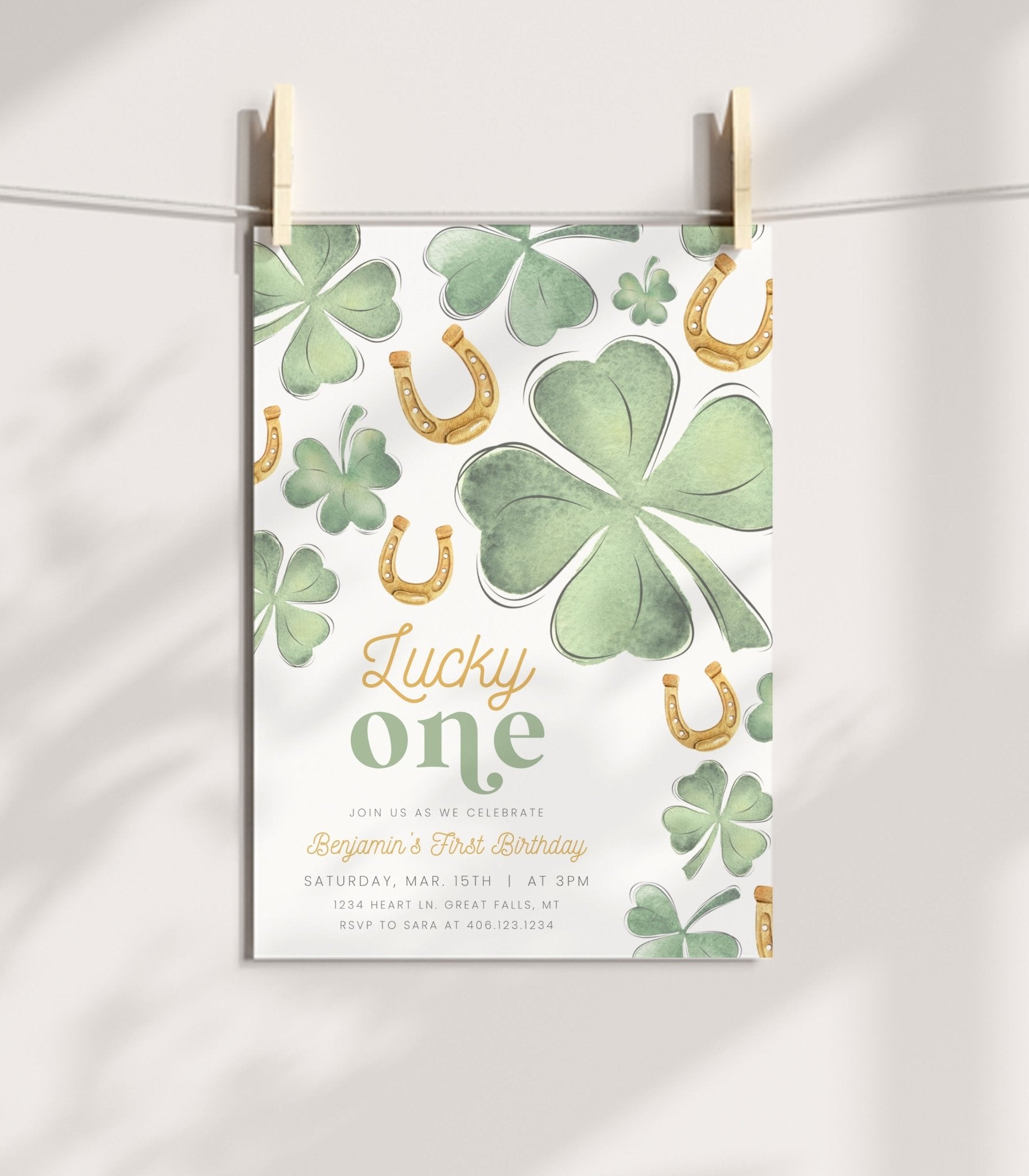 Lucky One Birthday Invitation Printable - High Peaks Studios