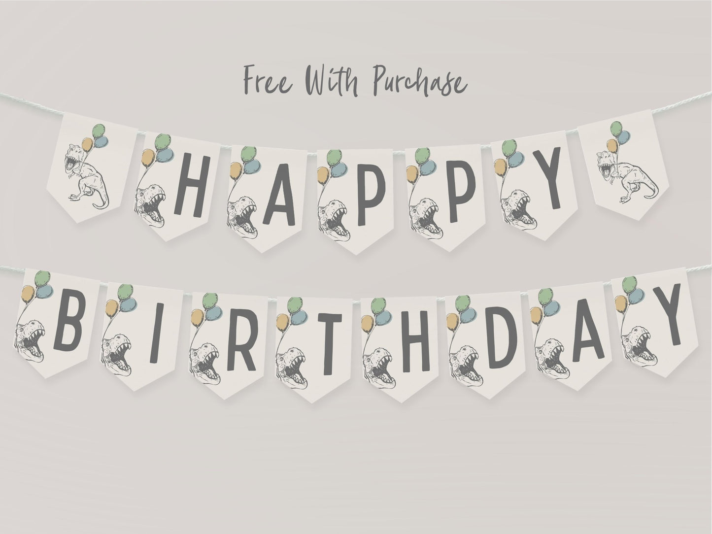 Modern T-Rex Dinosaur Birthday Party Invitation - ANY AGE! - High Peaks Studios