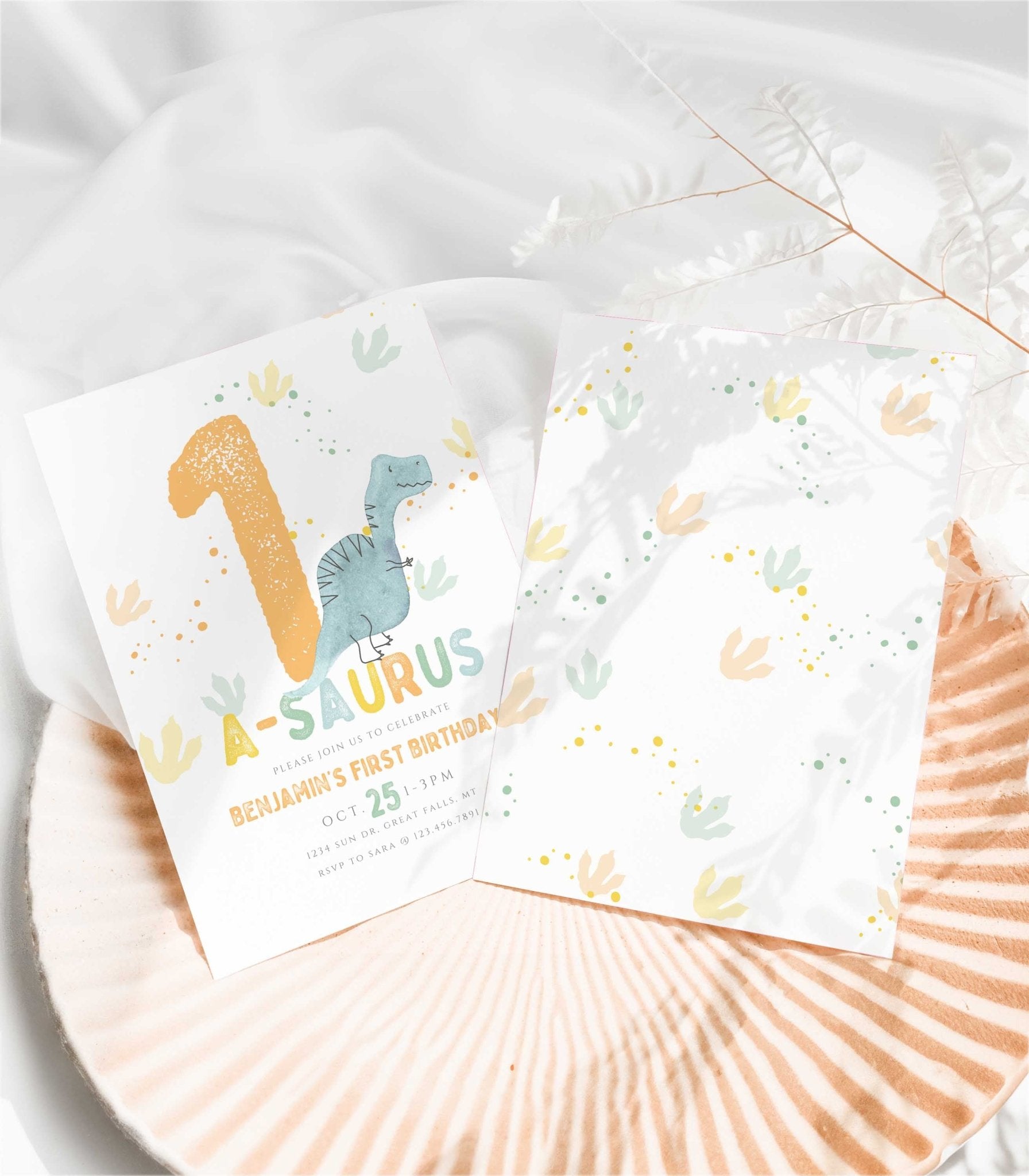 One-a-saurus Dinosaur Birthday Invitation Boy Printable - High Peaks Studios