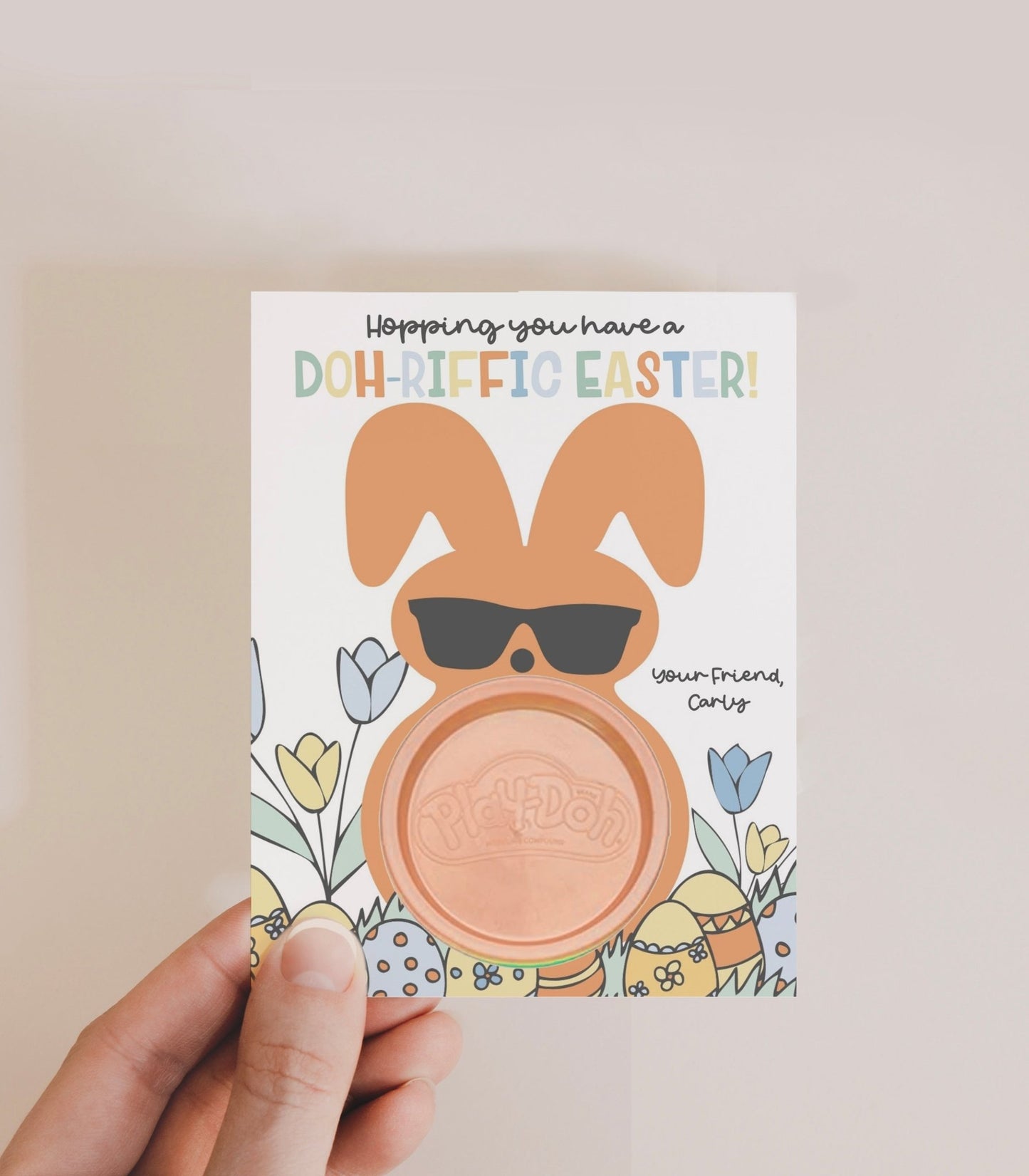 Orange Easter Peep Play Doh Valentine Printable - High Peaks Studios