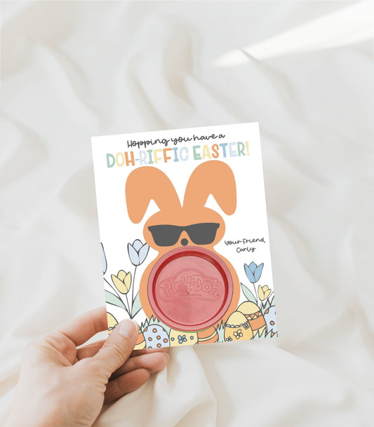Orange Easter Peep Play Doh Valentine Printable - High Peaks Studios