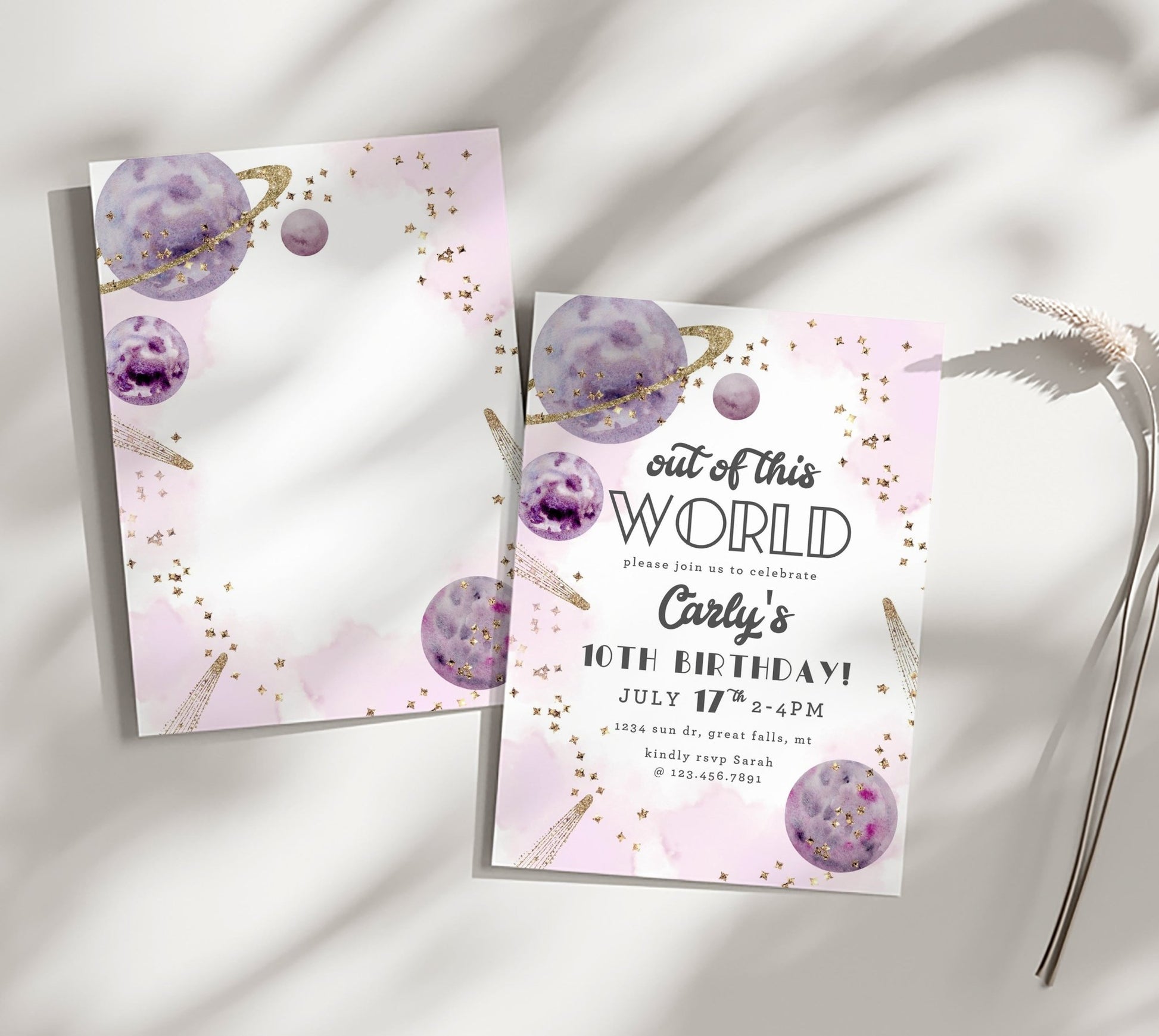 Out of this WORLD Galaxy Birthday Invitation Template - High Peaks Studios