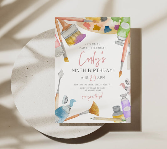 Painting Art Birthday Invitation Printable - High Peaks Studios