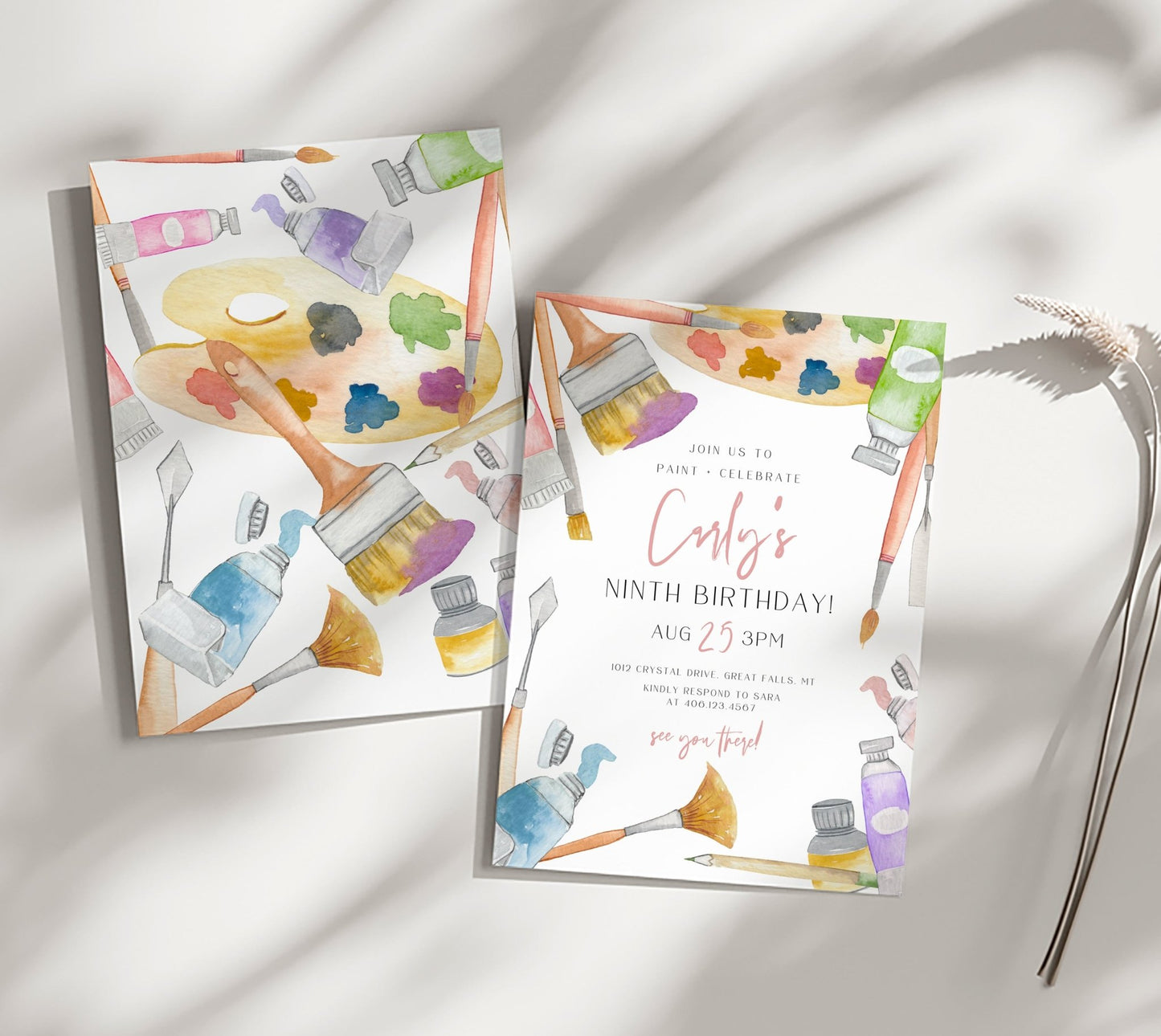 Painting Art Birthday Invitation Printable - High Peaks Studios