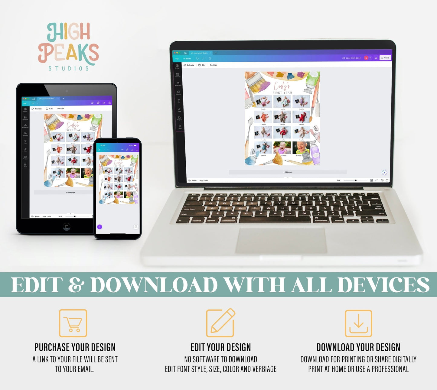 Painting Art Birthday Milestone Photo Board Printable - High Peaks Studios