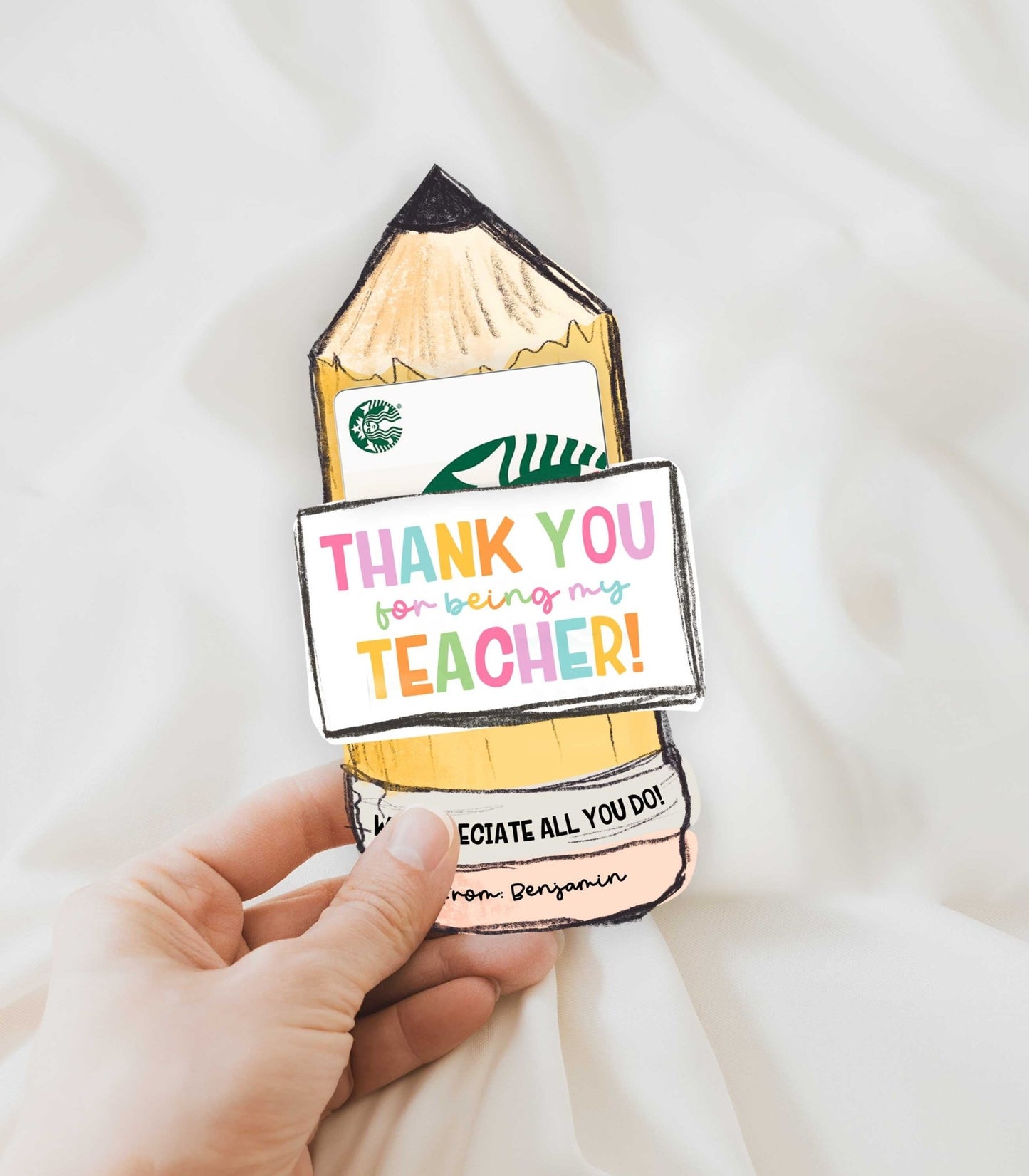 Pencil Teacher Appreciation Gift Card Holder Printables - High Peaks Studios