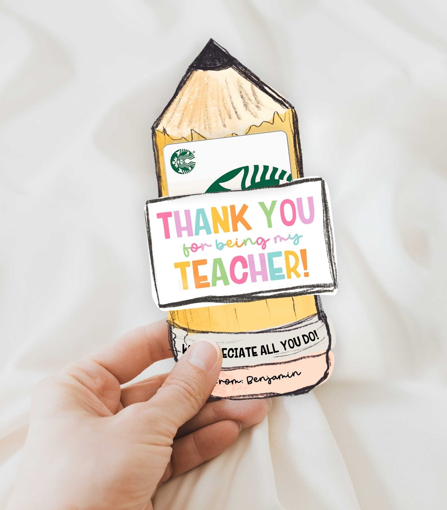 Pencil Teacher Appreciation Gift Card Holder Printables - High Peaks Studios