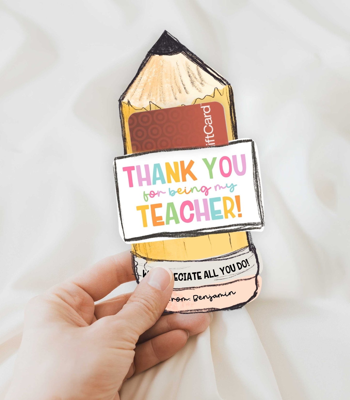 Pencil Teacher Appreciation Gift Card Holder Printables - High Peaks Studios