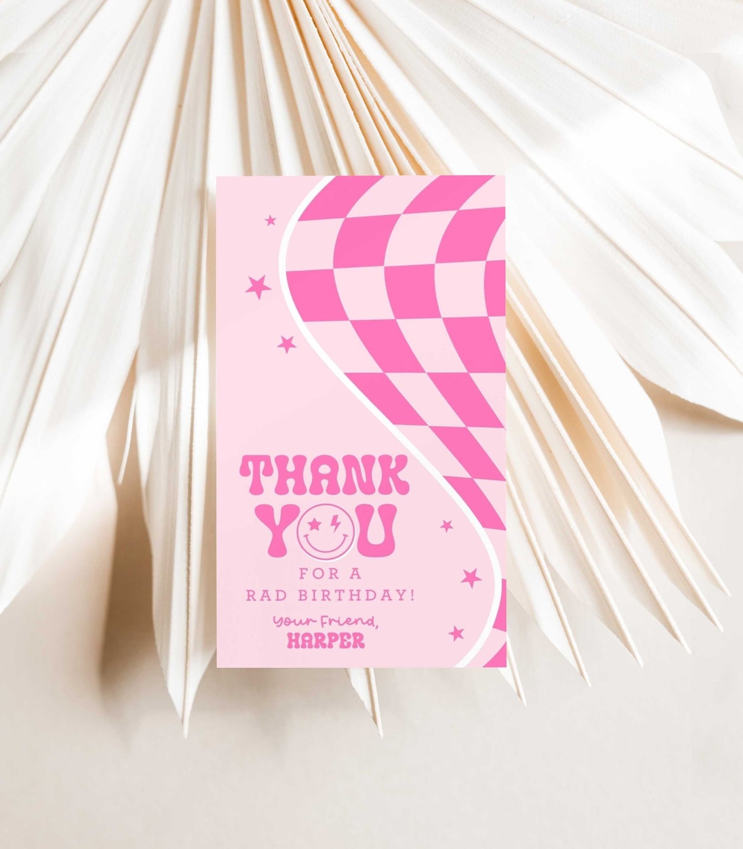 Pink Smiley Favor Tag Printable - High Peaks Studios