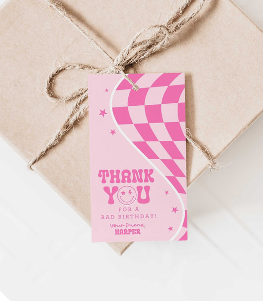 Pink Smiley Favor Tag Printable - High Peaks Studios